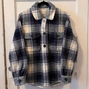 NWT Abercrombie & Fitch Sherpa Plaid Button-Up Jacket